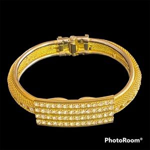 🌹🌹Vintage Gold and Rhinestone Mesh Deco Style Bracelet